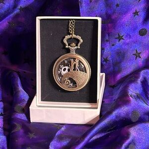 Nightmare Before Christmas Jack and Sally Brand New Brass Pocketwatch Necklace